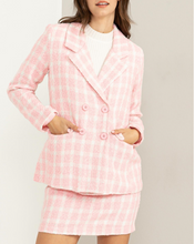 Hyfve Pink and White Plaid Woven Blazer