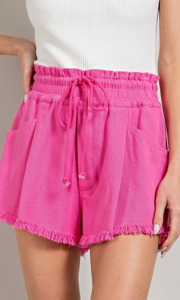 Eesome Hot Pink Stone Washed Shorts – C'est La Vie' Boutique