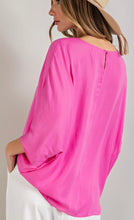 Eesome Bubble Pink Flowy Satin 3/4 Length Sleeve Top