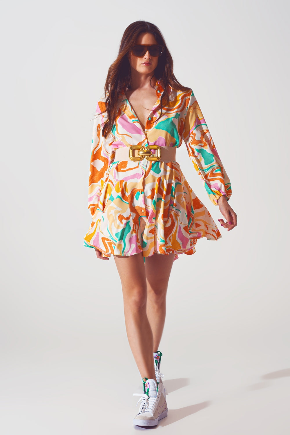 Q2 Psychedelic Multi Colorred Print Dress