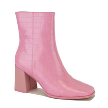Beast Fashion Pink Crocodile Square Toe Boot