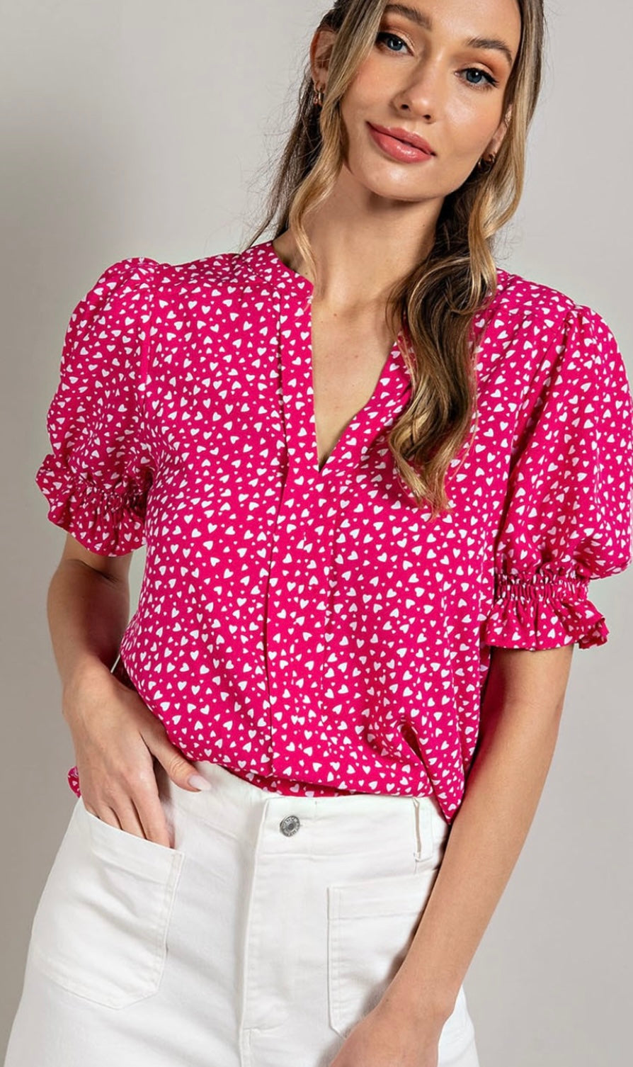 Eesome Hot Pink Top with Hearts