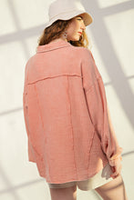 Easel Faded Coral Long Sleeve Button Up Top