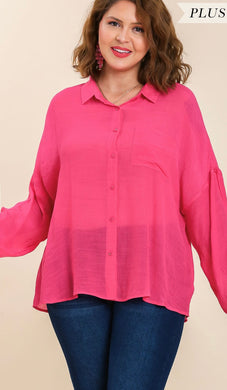 Umgee Hot Pink Plus Size Top