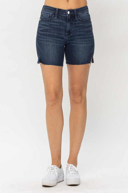Judy Blue Midrise Mid Length Cut Off Shorts