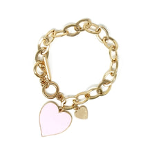 What's Hot Gold Link Toggle Bracelet with Enamel Heart Drop