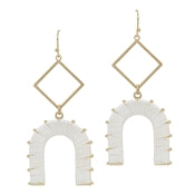 What's Hot Gold and White Threaded U Shape Earring