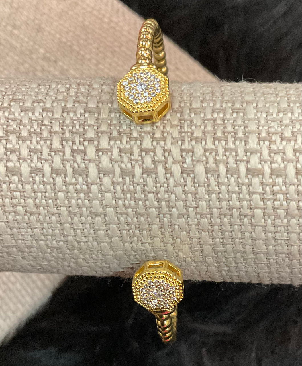 Gold Bracelet with Rhinestone Octagonal Accents