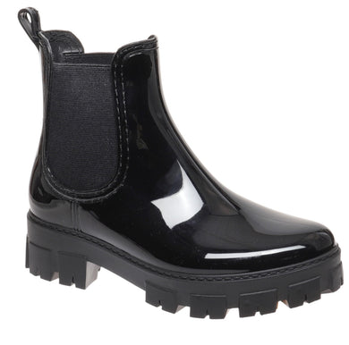 Black Patent Look Rain Boots