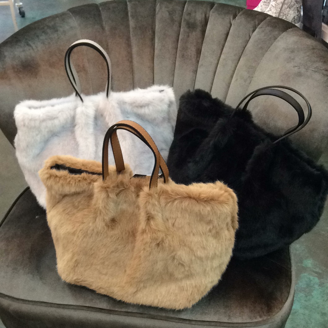 Faux Fur Handbags With Removable Straps - ON SALE