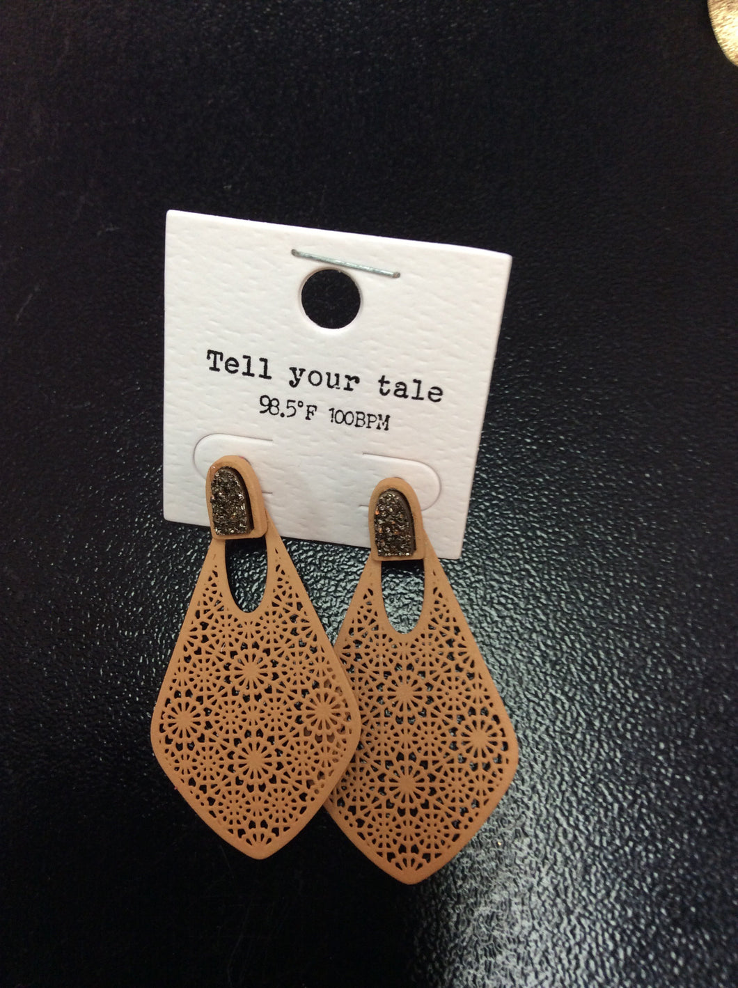 Taupe Earrings with Sparkle Accent