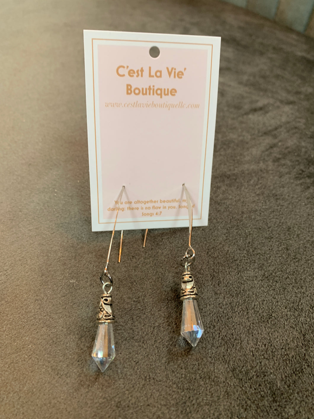 Silver Crystal Goblet Earrings