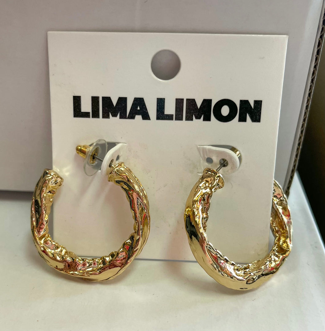 Gold Shiny Textured Hoop Earring