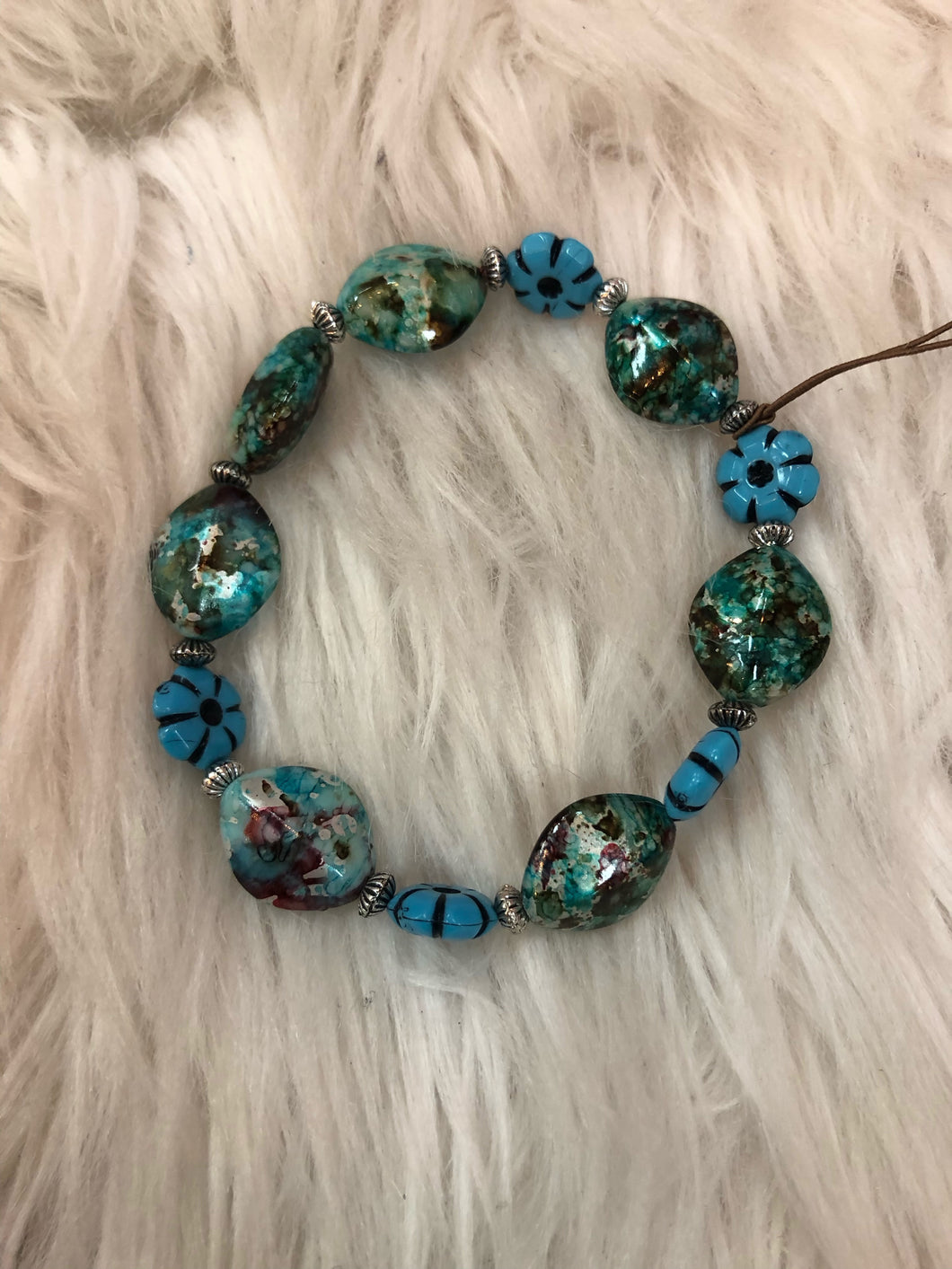 Blue And Turquoise Beaded Bracelet