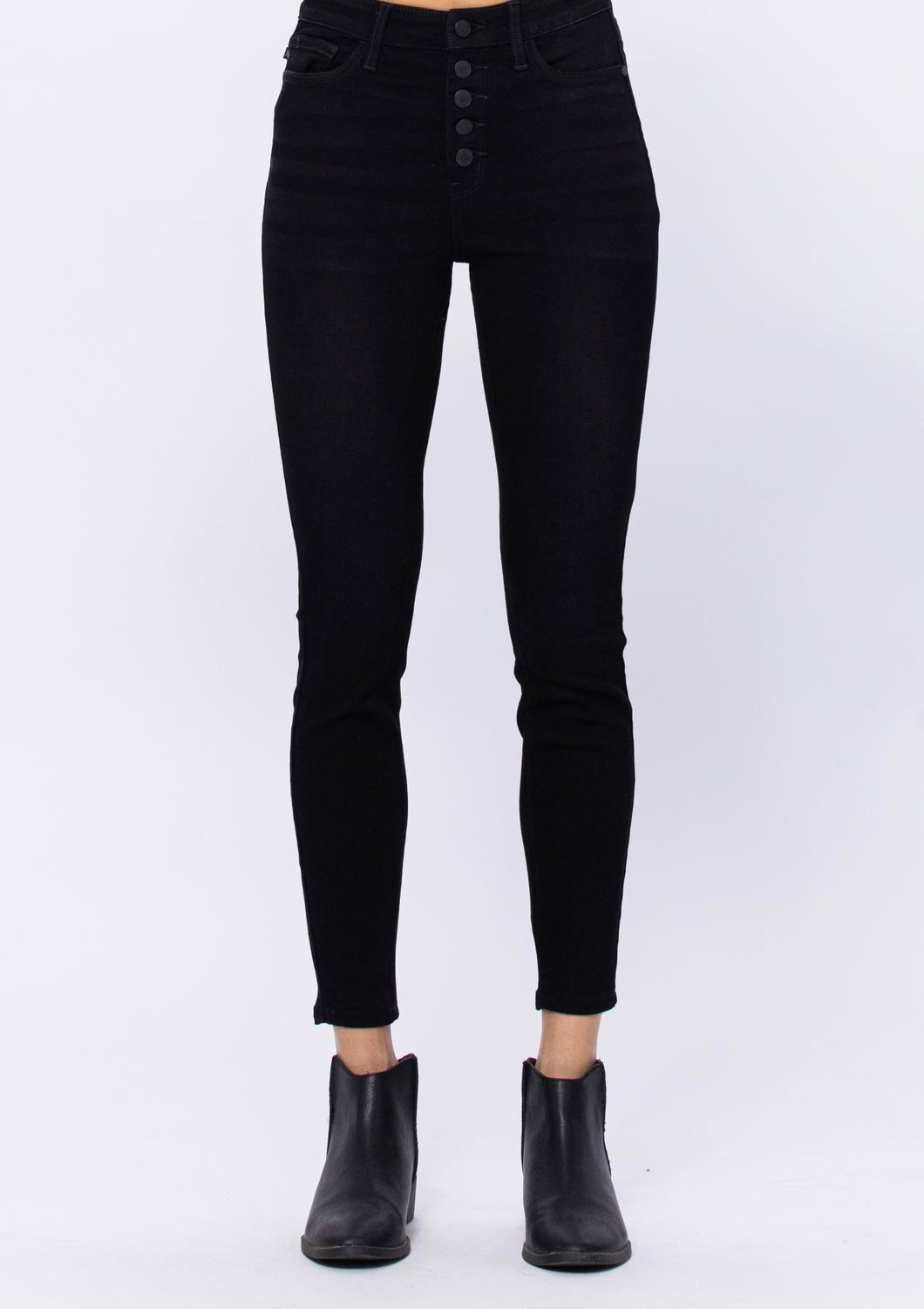 Judy Blue Black Button Fly High Rise Skinny