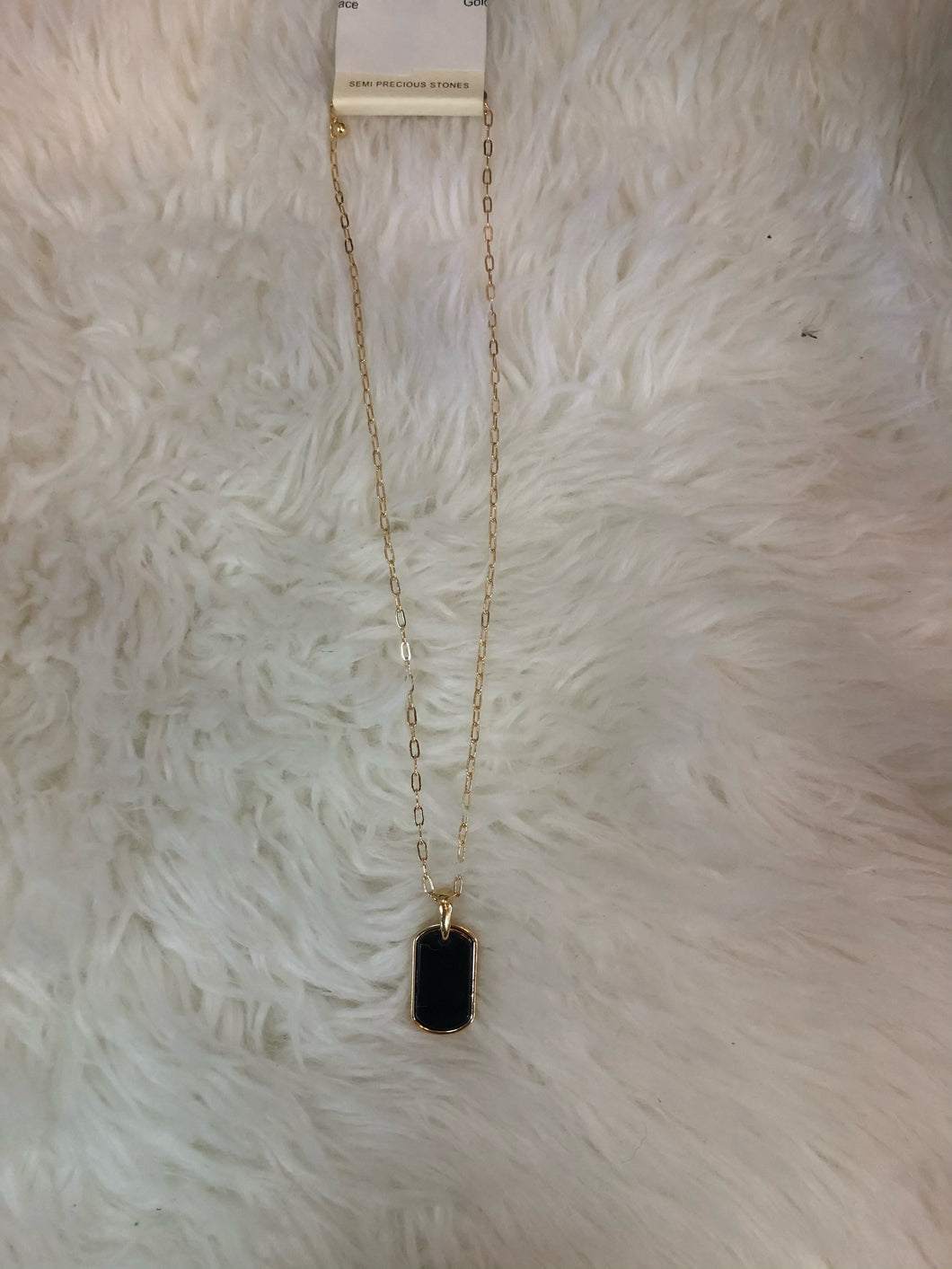 Gold And Black Dog Tag Necklace