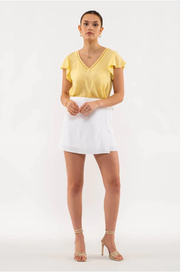 Blu Pepper Yellow Ruffled Sleeve Top