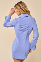 Blue Blush Pin Striped Shirt Dress