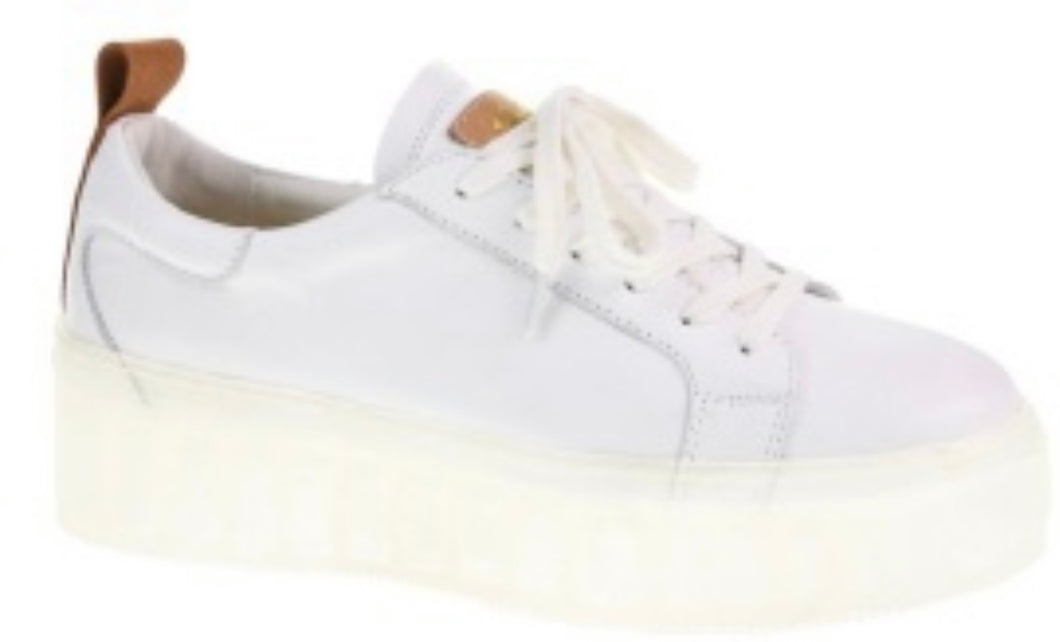 White Leather Platform Sneaker