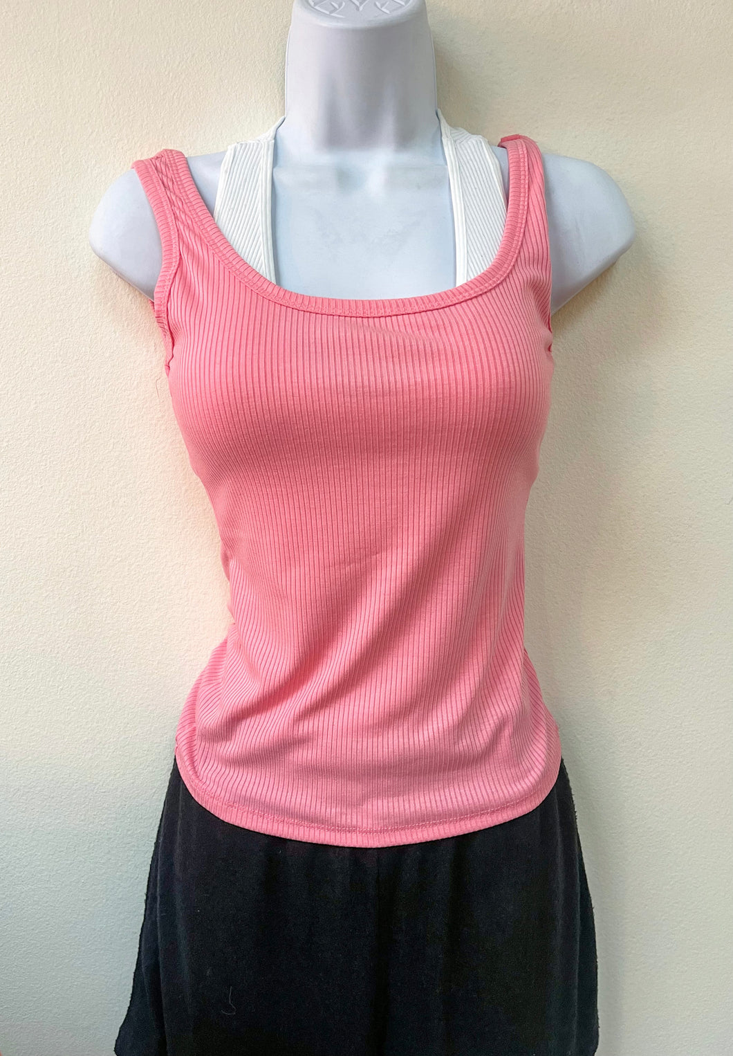 Bubble Gum Pink Ribbed Tank
